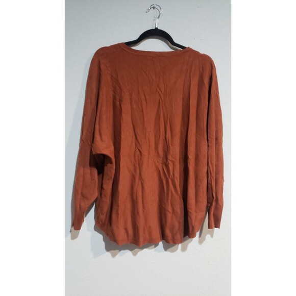 Vila Milano Sweater Womens XL Orange Knit Ribbed V Neck Round Hem Dolman - Picture 5 of 6